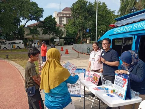 Badan Narkotika Nasional (BNN) Kota Depok menggelar kegiatan edukasi Pencegahan, Pemberantasan, Penyalahgunaan, dan Peredaran Gelap Narkoba (P4GN) di Depok Open Space (DOS), Balai Kota Depok. (dok. BNN Depok)