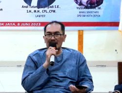 Sumber Foto: depokupdate.id || Kamsul Hasan saat menjadi Narasumber dalam acara diskusi publik SWI Depok. (08/06/2023).