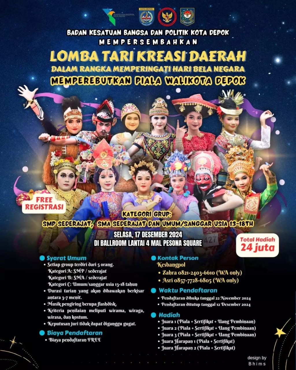 Flyer Gelar Lomba Tari Kreasi Daerah. (dok Bakesbangpol)