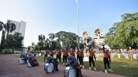 Korps musik Gita Abdi Praja IPDN saat Upacara Hari Jadi ke-26 Kota Depok.