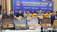 Konferensi pers Polres Metro Depok Ungkap kasus narkoba. (dok. Humas Polres Depok).