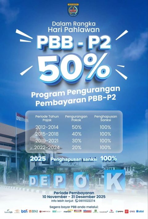 Flyer digital program pengurangan dan penghapusan sanksi administrasi Pajak Bumi dan Bangunan Perdesaan dan Perkotaan (PBB-P2). (dok.BKD)